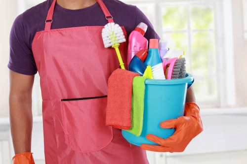 Detailed cleaning of a newly refurbished kitchen in E14