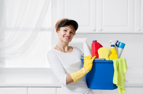 Local cleaning team working in an E14 apartment building