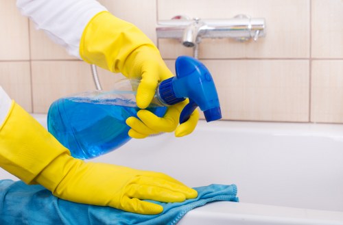 Local cleaners maintaining shared office spaces in E14