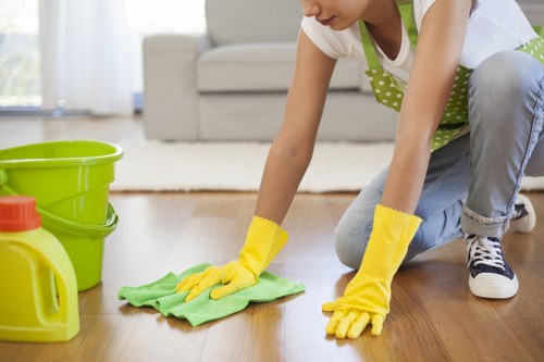 Kitchen and bathroom domestic cleaning in an E14 property